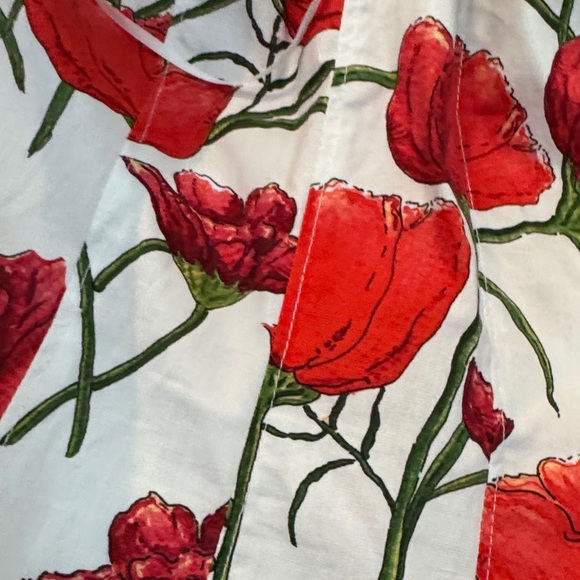 NWT MILLY Nia Peony A-Line Midi Dress size 10 red and white - Picture 8 of 13